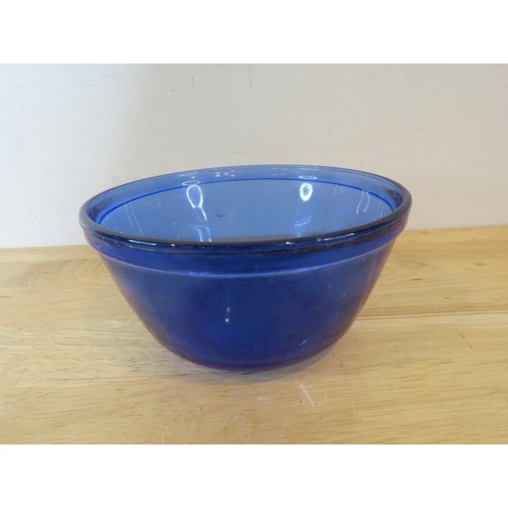 Vintage Set of 3 Anchor Hocking Ovenware Glassware Mixing Bowl Cobalt Blue